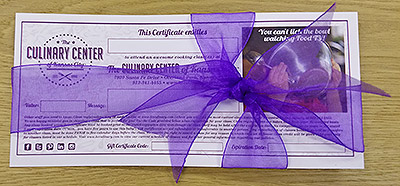 Culinary Center gift certificate