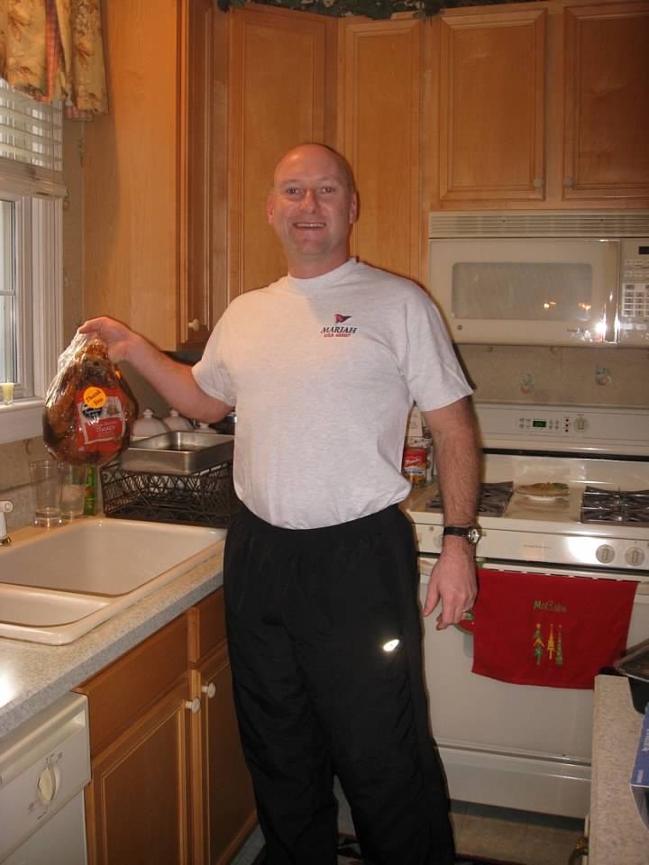 Lori's husband, Jake, w/the Thanksgiving turkey